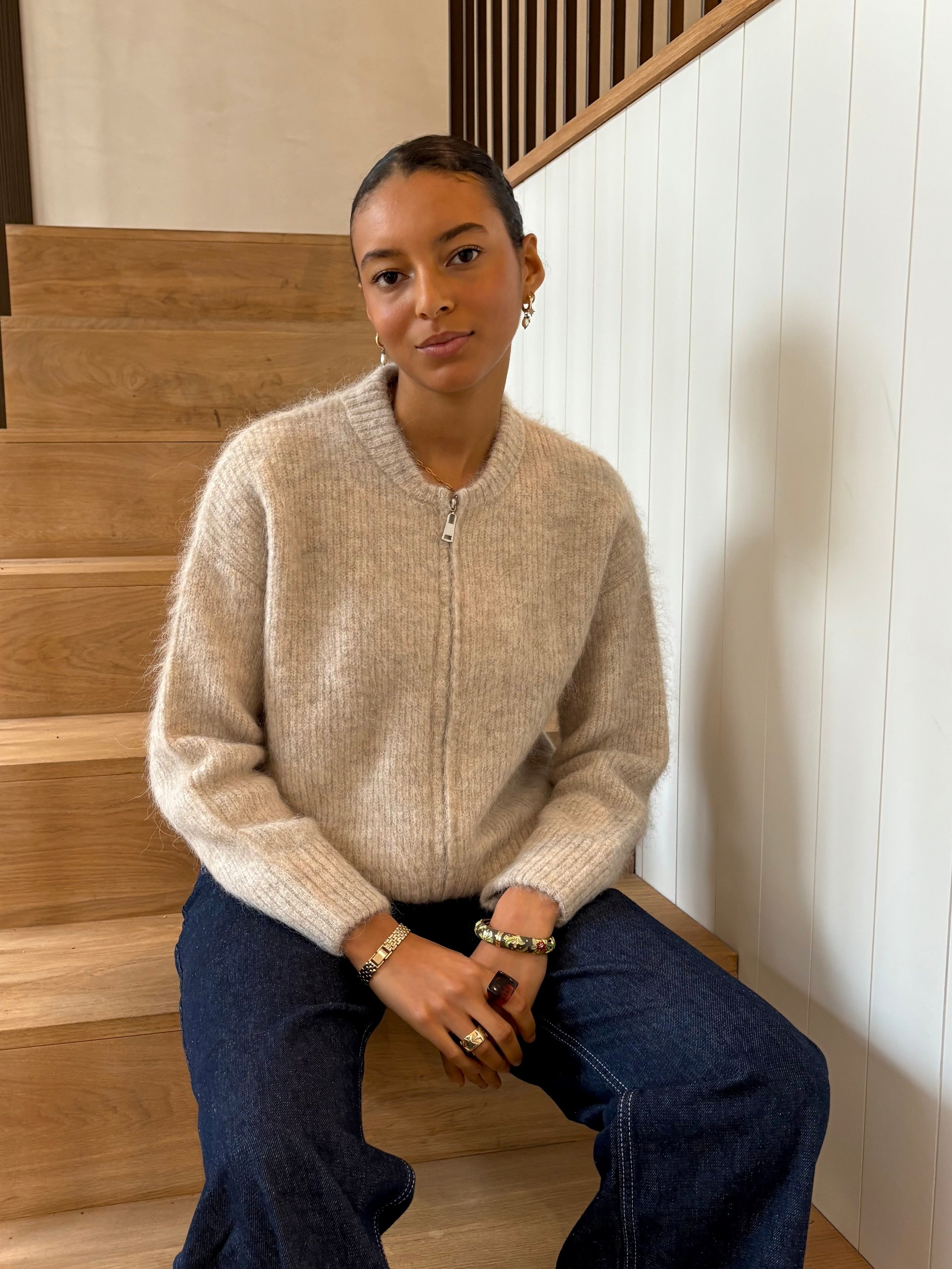 Dual Zip Bomber - Beige