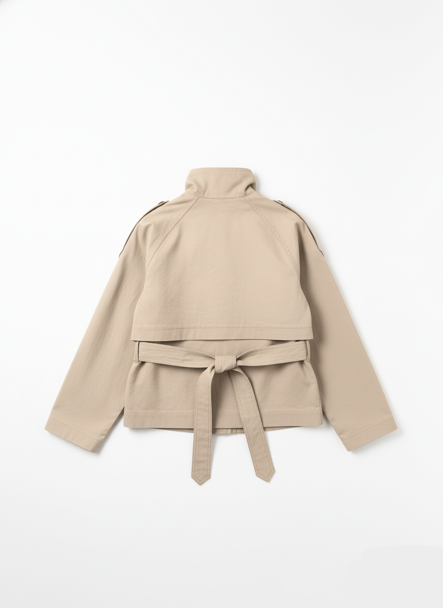 Funnel neck cropped trench coat