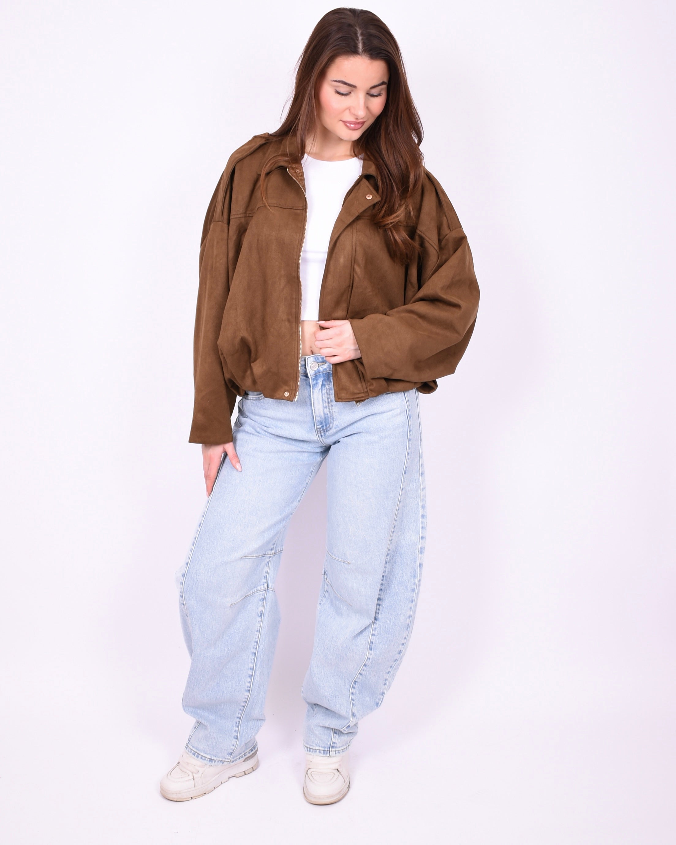 Suède bomber jacket camel