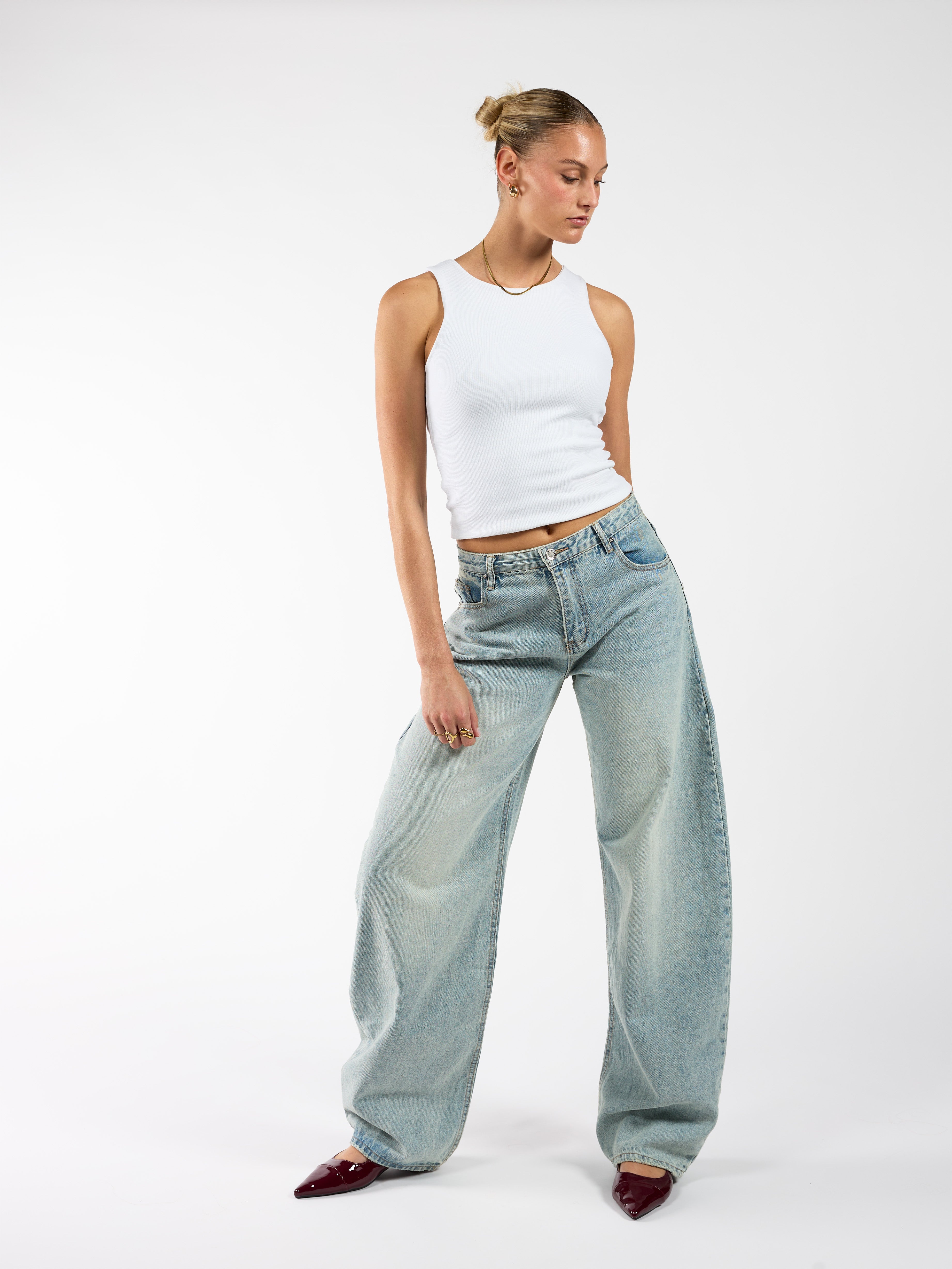 Rae Balloon Jeans | Mid-waist | Vintage blue | Tall